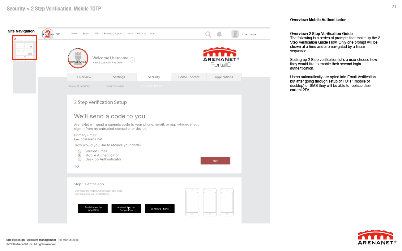 Guild Wars 2 account management wireframes, page 21.