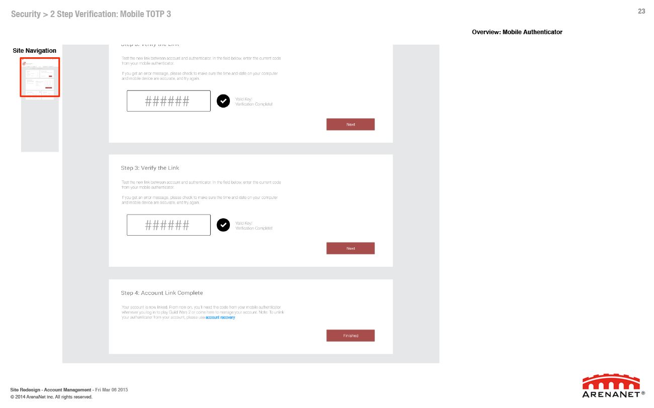 Guild Wars 2 account management wireframes, page 23.