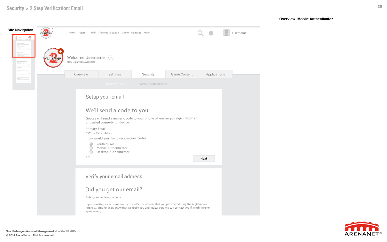 Guild Wars 2 account management wireframes, page 25.
