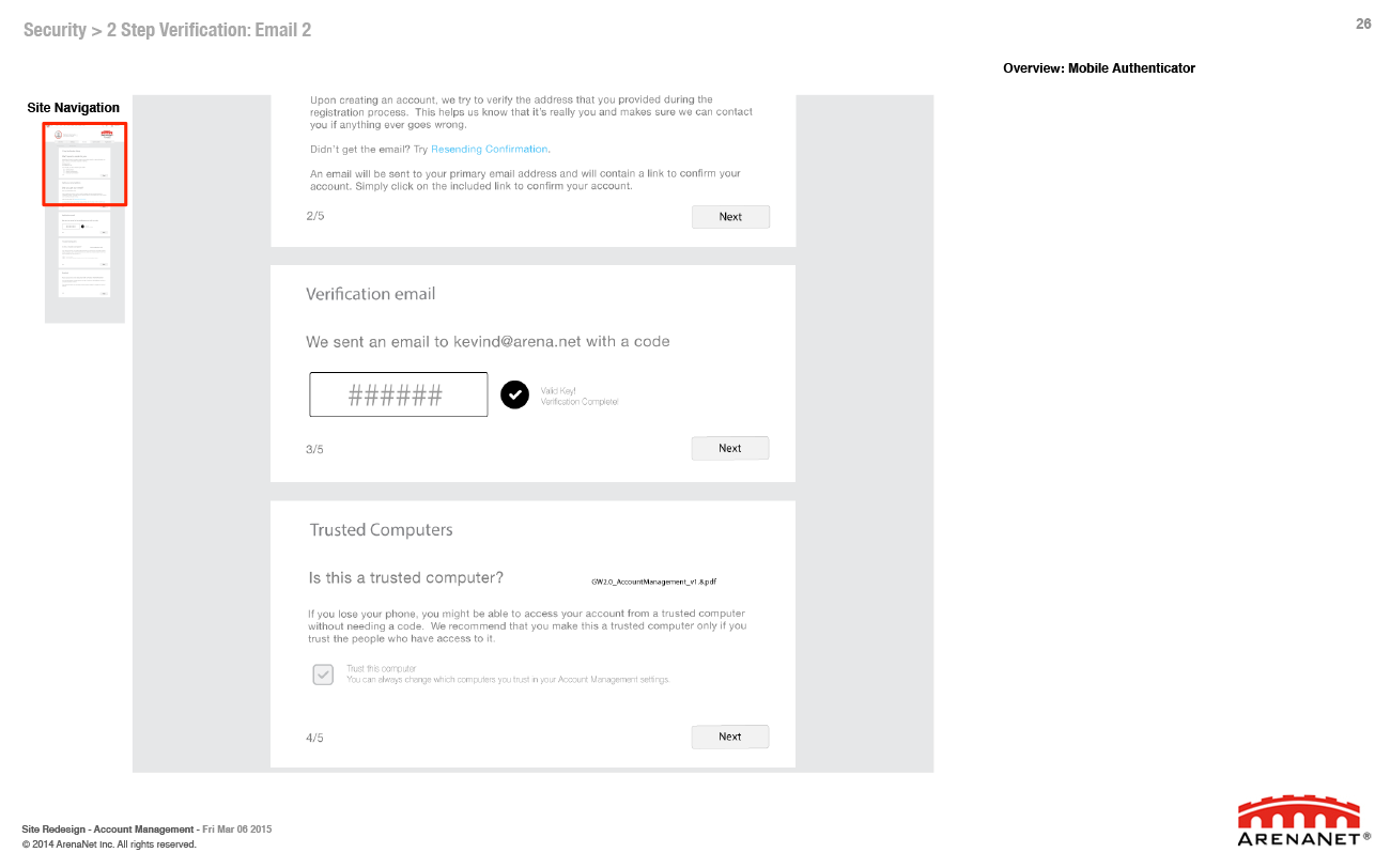 Guild Wars 2 account management wireframes, page 26.