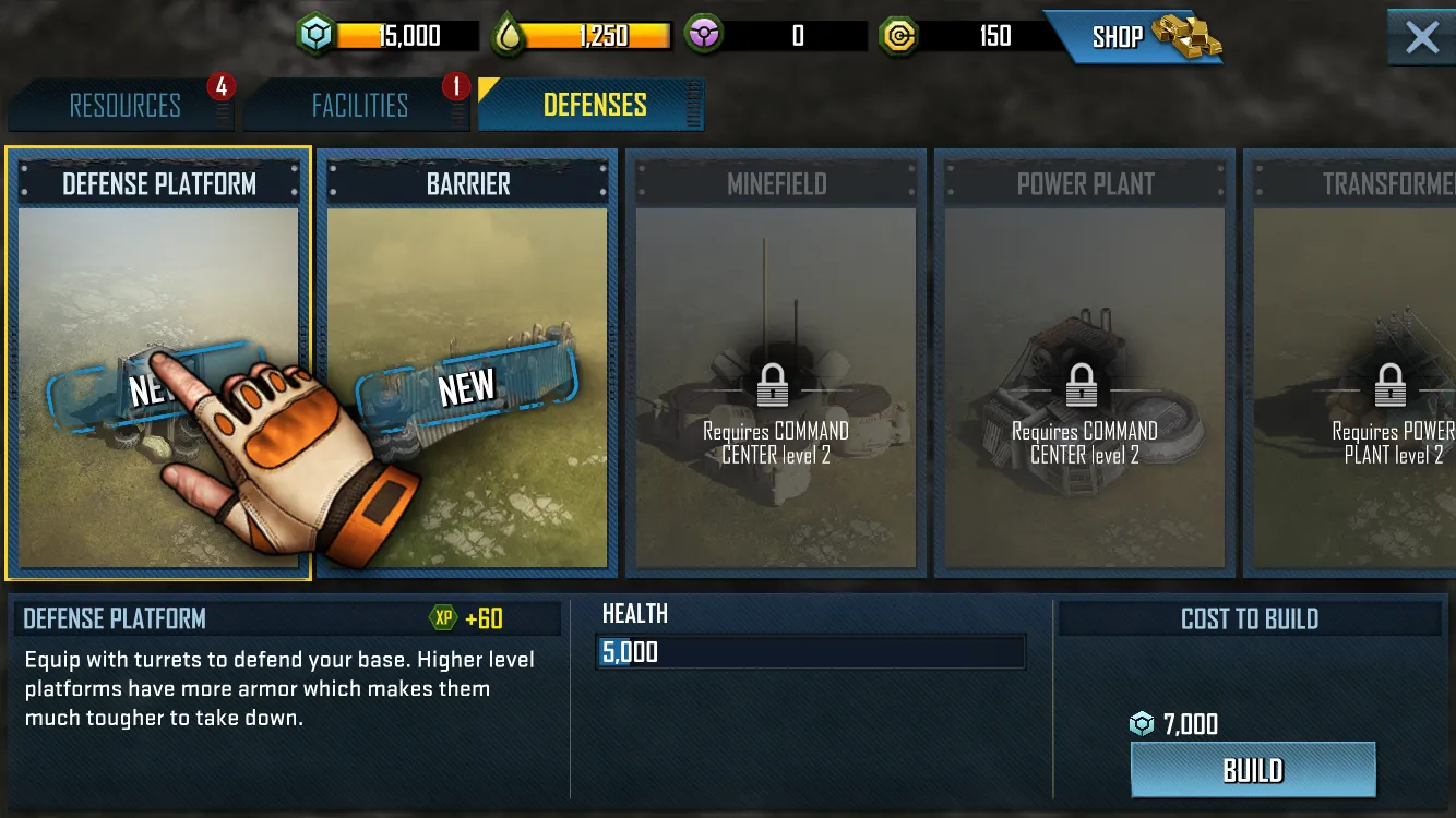 War Commander: Rogue Assault, in-game screen.