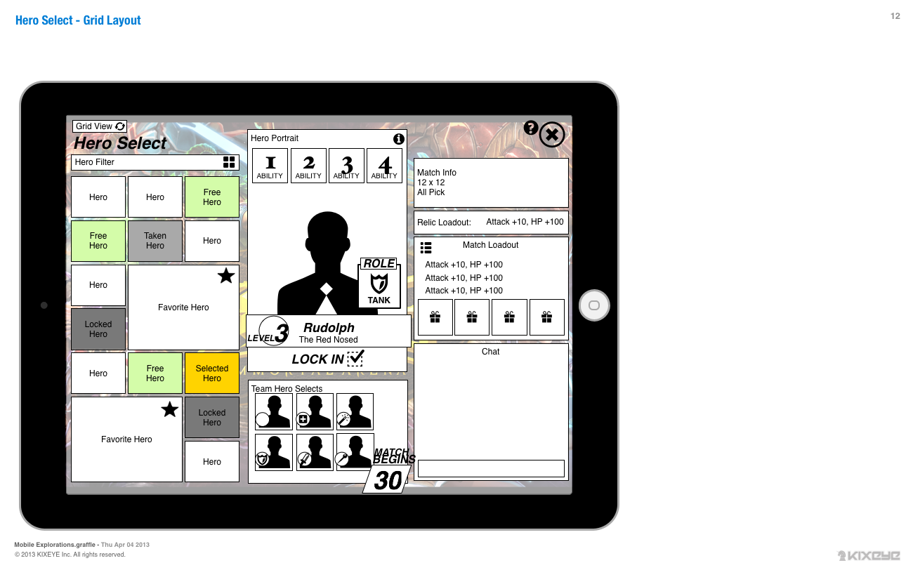 TOME: Immortal Arena, mobile wireframe 2.