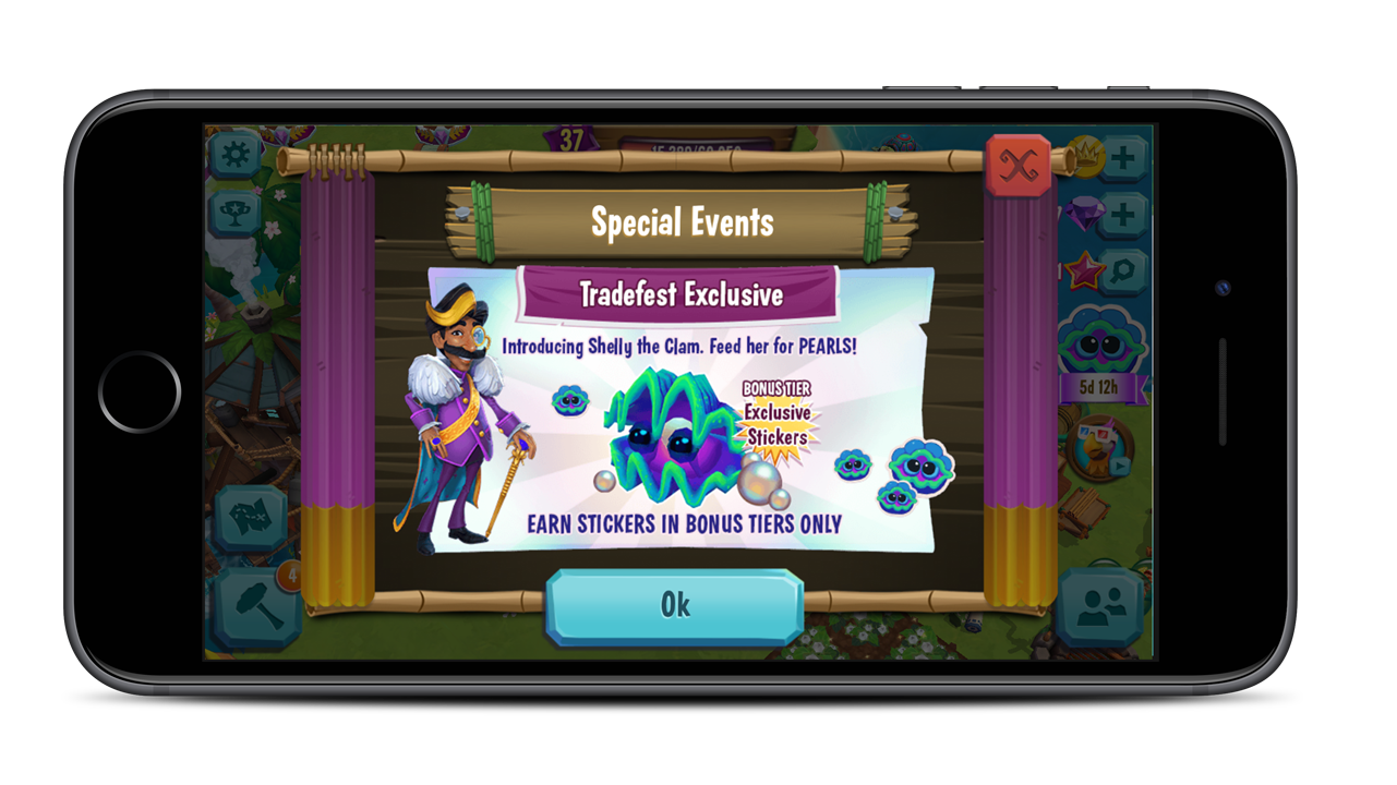 A Trade Fest exclusive whose stickers drop only in the bonus tiers. The decision it shows: a week-long event with tiered objectives gives players something time-bound to spend on.