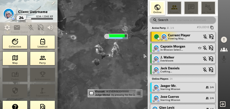 Main menu V2, with the friends list and social features.