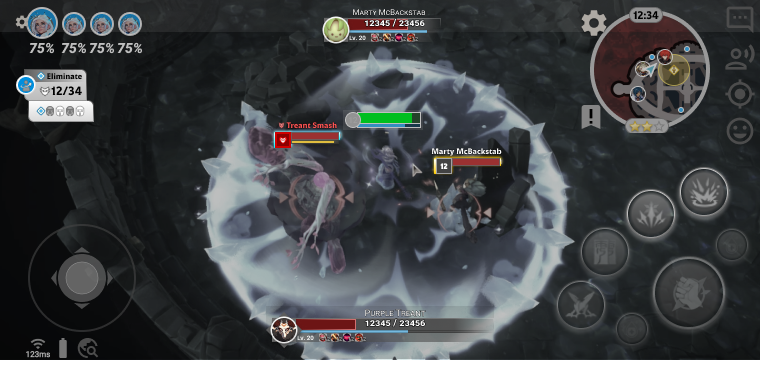 Objective example: a boss fight with fodder enemies targeted.